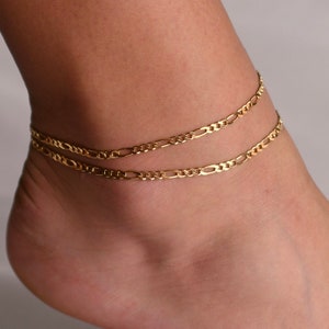 Gold Anklets • Anklets • Simple Anklets • Layered Anklets • Ankle Chains • Ankle Bracelets • Anklets for Women • Figaro Anklet Set • ANK09