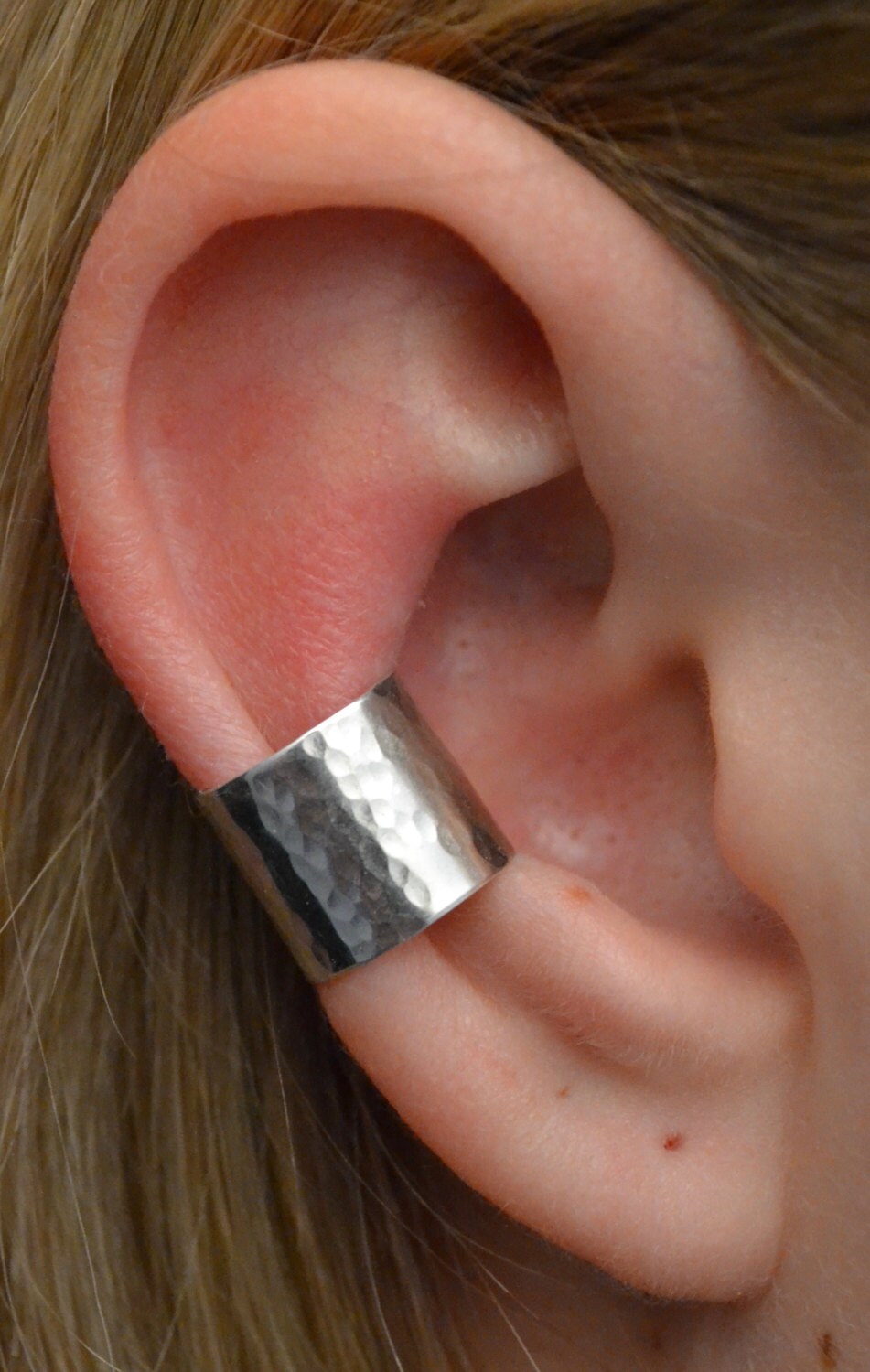 Hand Hammered Extra Wide Ear Cuff * Sterling Silver * Non Piercing * EC324