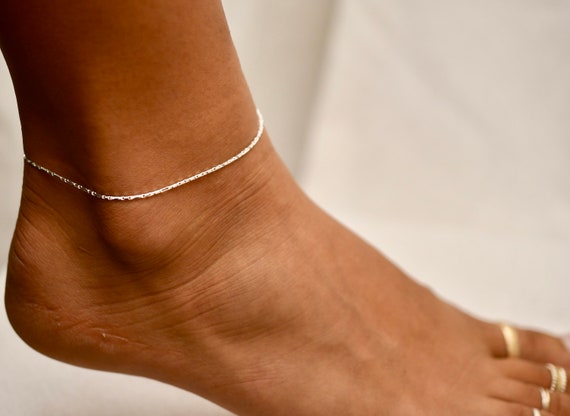 Heishe Anklet Simple Anklet Anklets Silver Anklet Sparkly Anklet