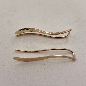 Hammered Wave Ear Climber Gold Ear Climber Hammered Ear Crawler Minimalist Ear Climber Ear Pins Gift for Her Ear Climbers EP04 image 4