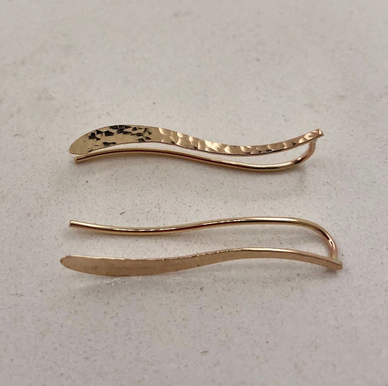 Hammered Wave Ear Climber Gold Ear Climber Hammered Ear Crawler Minimalist Ear Climber Ear Pins Gift for Her Ear Climbers EP04 image 4