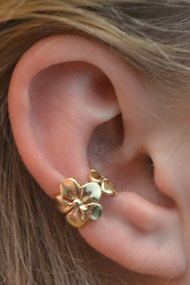 Plumeria Ear Cuff Gold Vermeil Sterling Silver Rose Gold Etsy