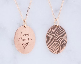 Sterling Silver Fingerprint Necklace • Personalized Memorial Jewelry