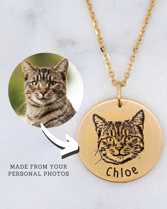 Actual Cat Portrait Necklace Real Cat or Dog Portrait 