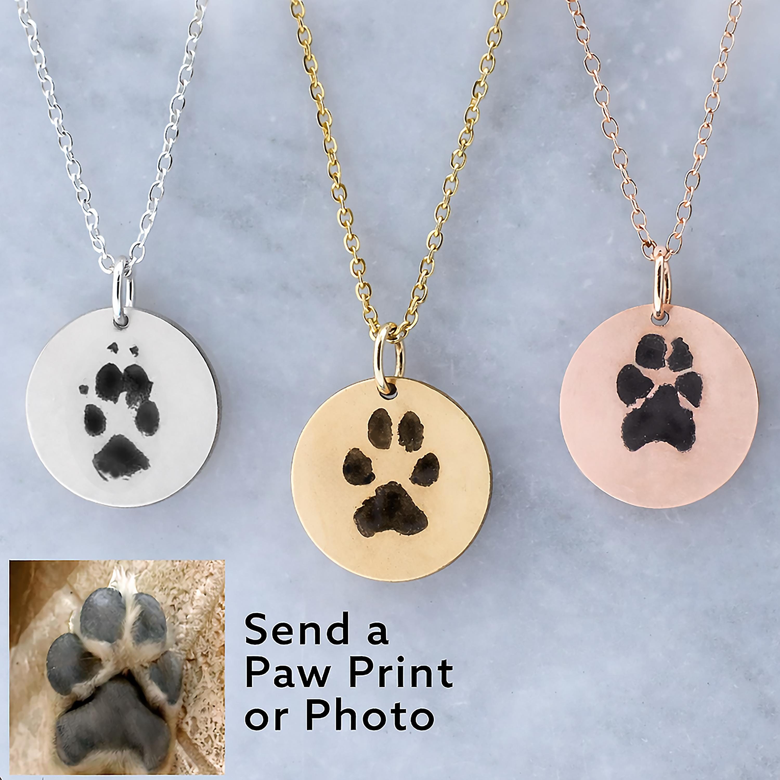 Sterling Silver Dog Paw Print Necklace • Personalized Pet Memorial ...