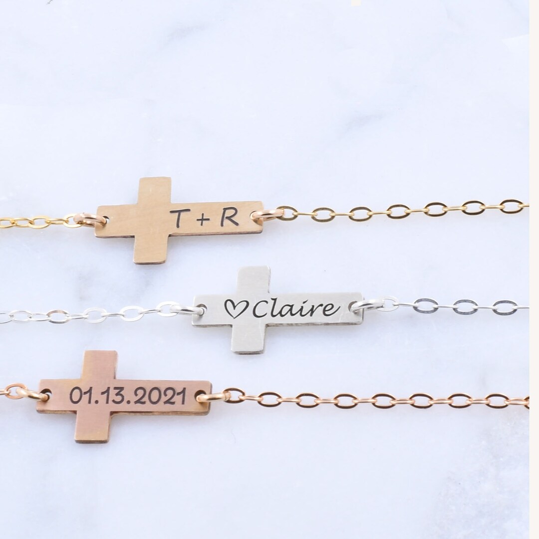 Cross Anklet Personalized Religious Engraved Anklet Cross Jewelry