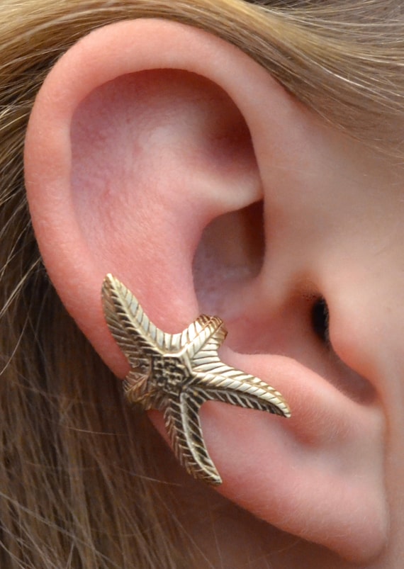 Starfish Ear Cuff Sea Star Sterling Silver or Gold Vermeil Single Side  Conch Ear Cuff Middle Fit Ear Cuff Ear Cuffs EC414 - Etsy