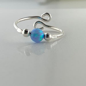 Opal Bead Adjustable Toe Ring Toe Ring Toe Rings Opal Midi Ring Opal Jewelry Opal Ring Opal Toe Ring Gift for Her TRA82 image 5