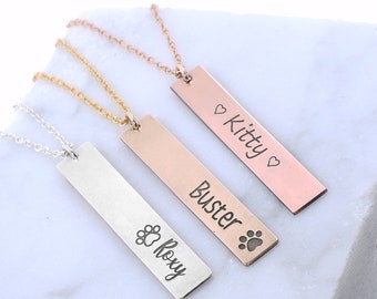 Gravur Sterling Silber Haustier Halskette • Hund & Katze Erinnerungsgeschenk