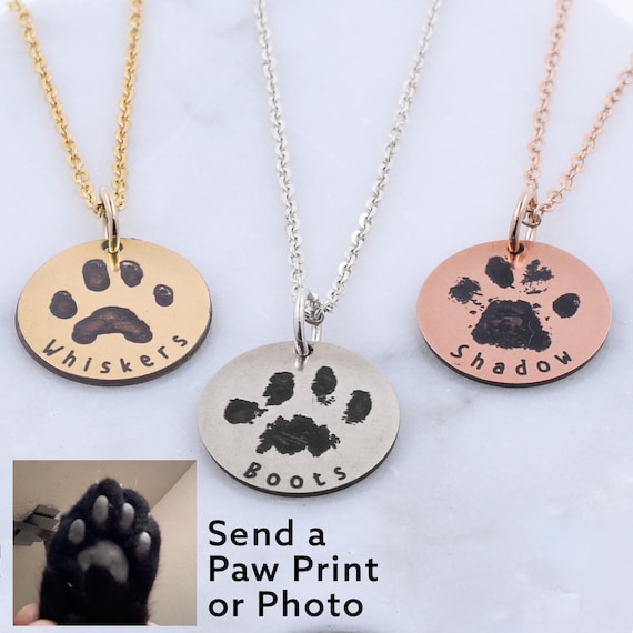 Custom cat paw print clearance necklace