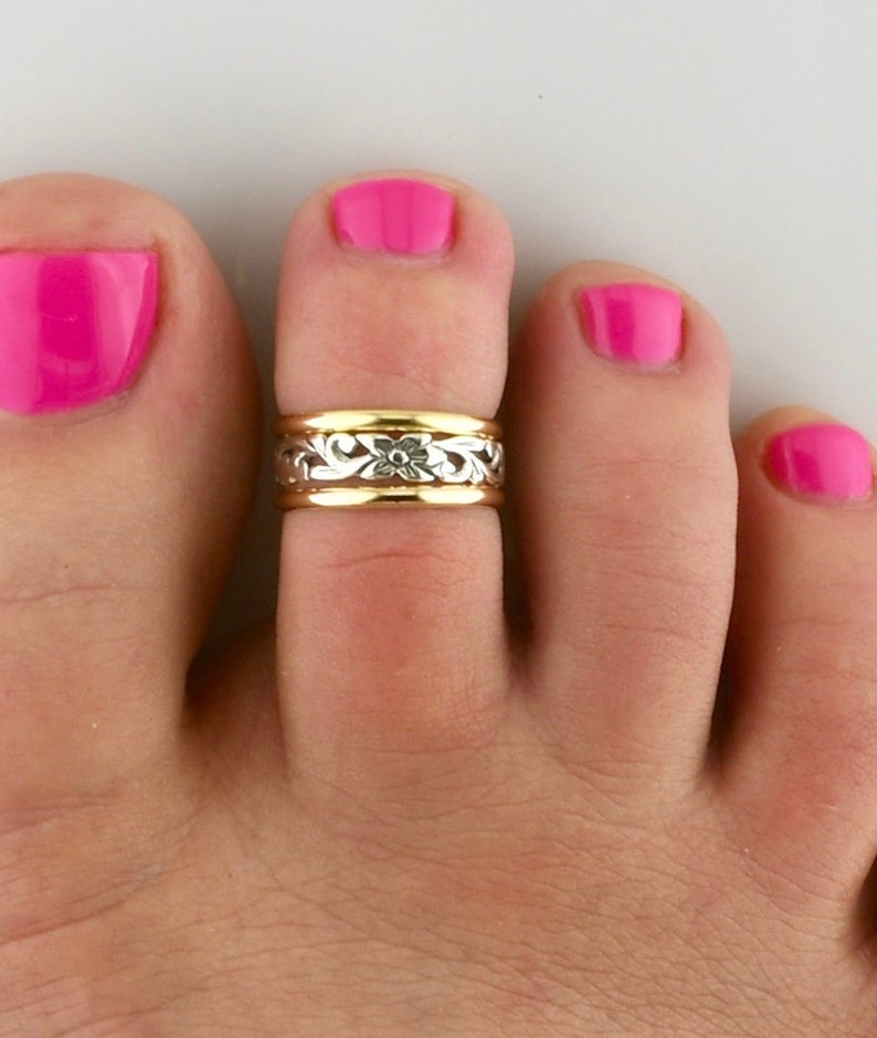 Flower Toe Ring Toe Rings Hawaiian Toe Ring Toe Ring Stacking Rings Stack of Three Rings Midi Ring Silver Ring- Puanani