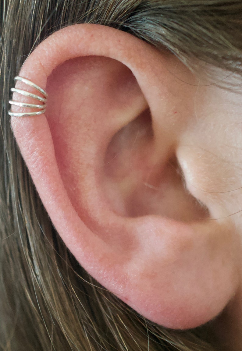 Four Wire Pierced Ear Cuff Ear Cuff Helix Piercing Helix Earring Cartilage Earring Ear Wrap Silver Ear Cuff Ear Piercing image 2