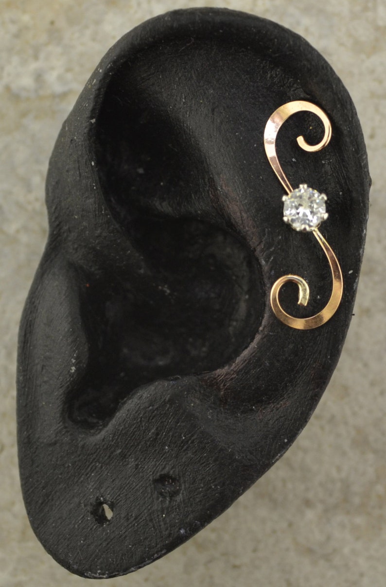 CZ on Swirling Wire SINGLE or PAIR Earring Ear Pin Climber Gold Filled and Sterling Silver
