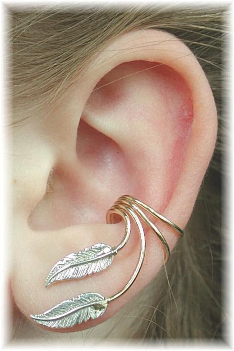 Feather Ear Wrap Ear Wrap Ear Cuff Ear Climber Gold Etsy