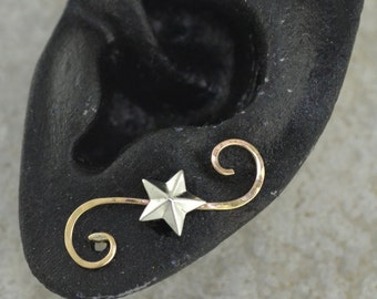 Swirling Star • Ear Climber • Ear Pin • Ear Climbers • Earring • Ear Pin Climber • Gold Filled and Sterling Silver • Ear Pins • EP23-ST