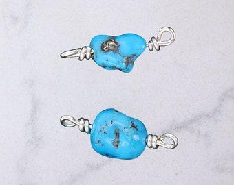 Kingman Turquoise Nugget Connector: Sterling Silver Permanent Jewelry Charm