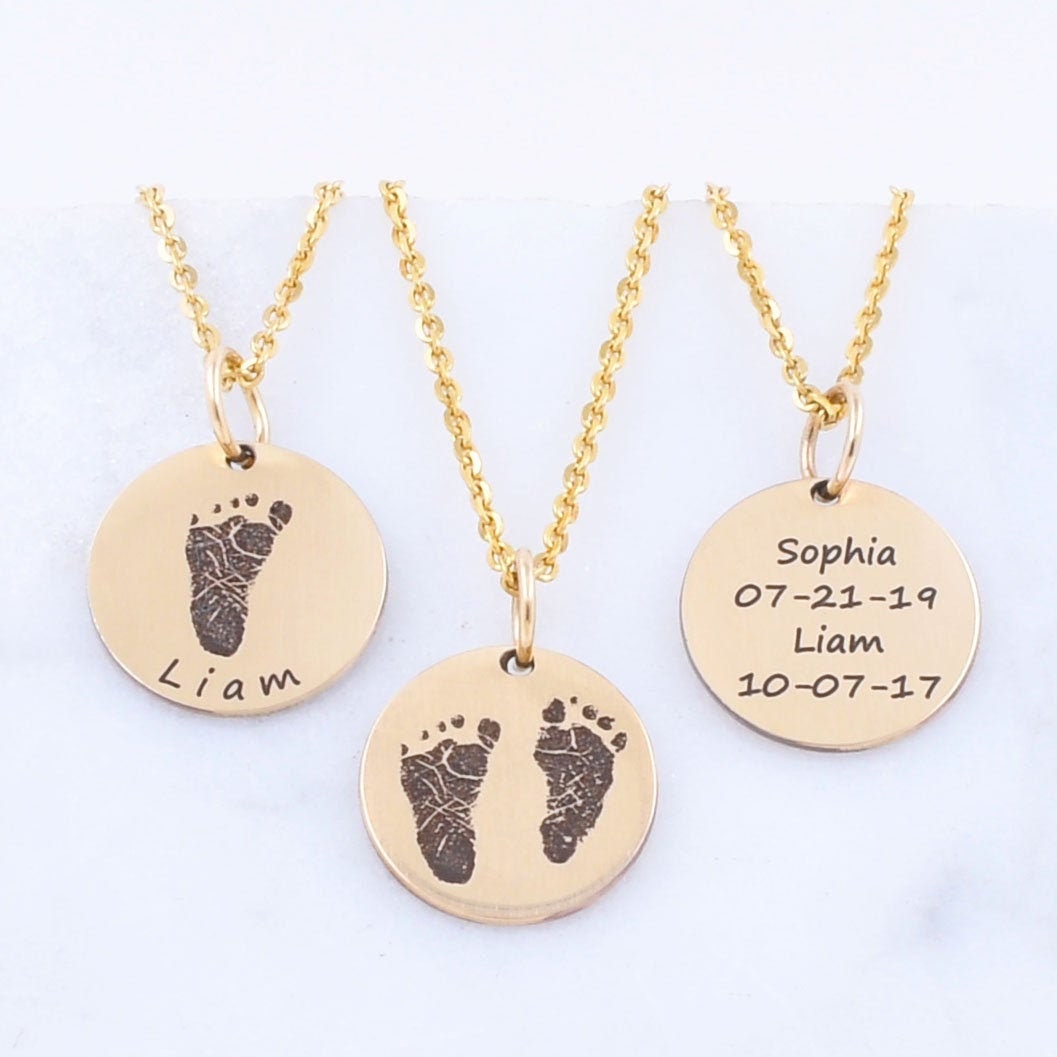 Personalised Hand And Footprint Heart Necklace | Button and Bean