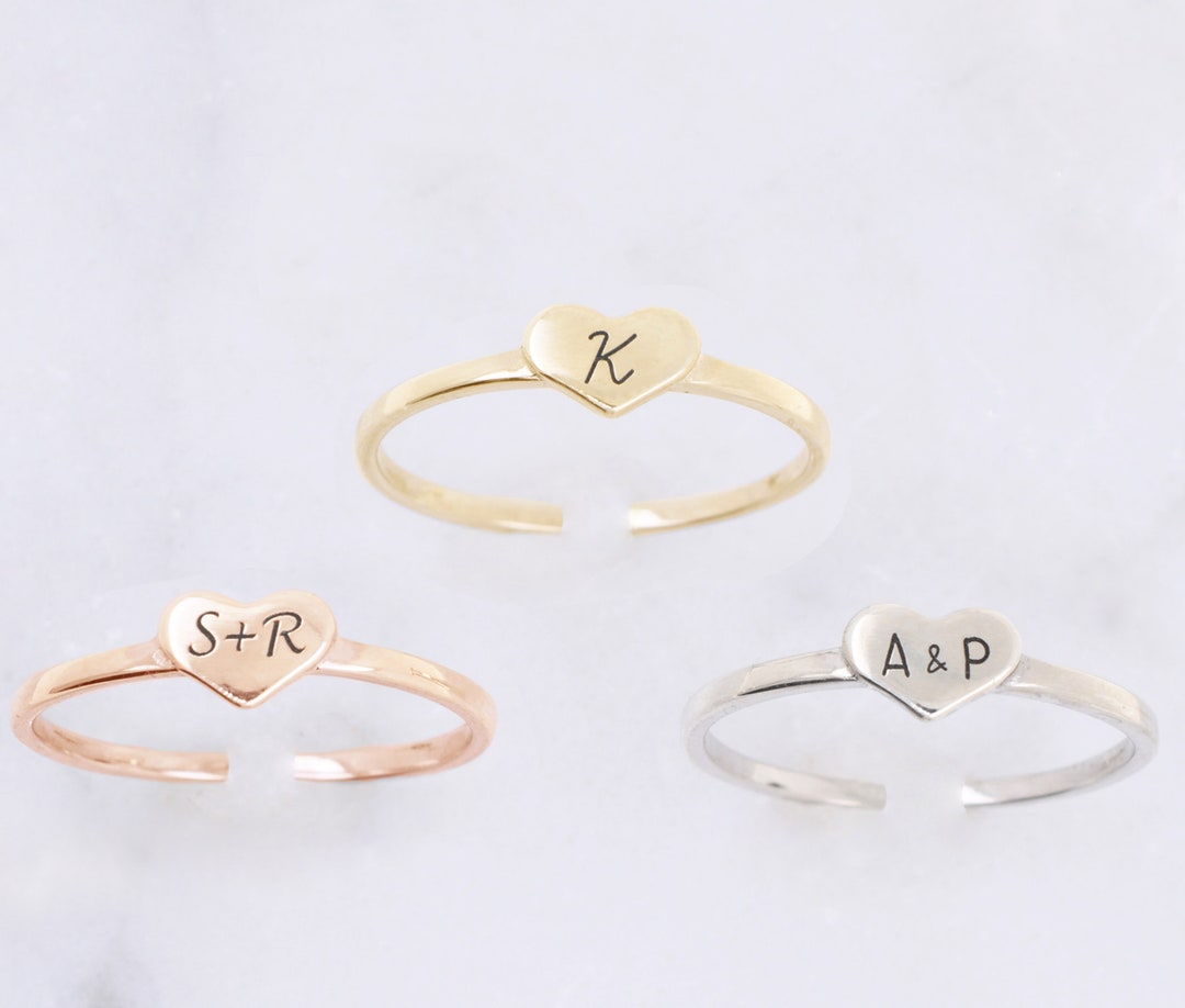 Personalized Heart Toe Ring Heart Engraved Toe Ring Custom Name Toe