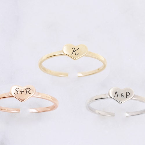 Personalized Heart Toe Ring Heart Engraved Toe Ring Custom Etsy