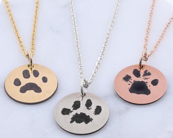 Real Cat Print Jewelry • Actual Cat, Dog, Pet Paw Print Necklace • Engraved Cat Paw Charm • Memorial Cat Loss Gift • Gift for Cat Lovers