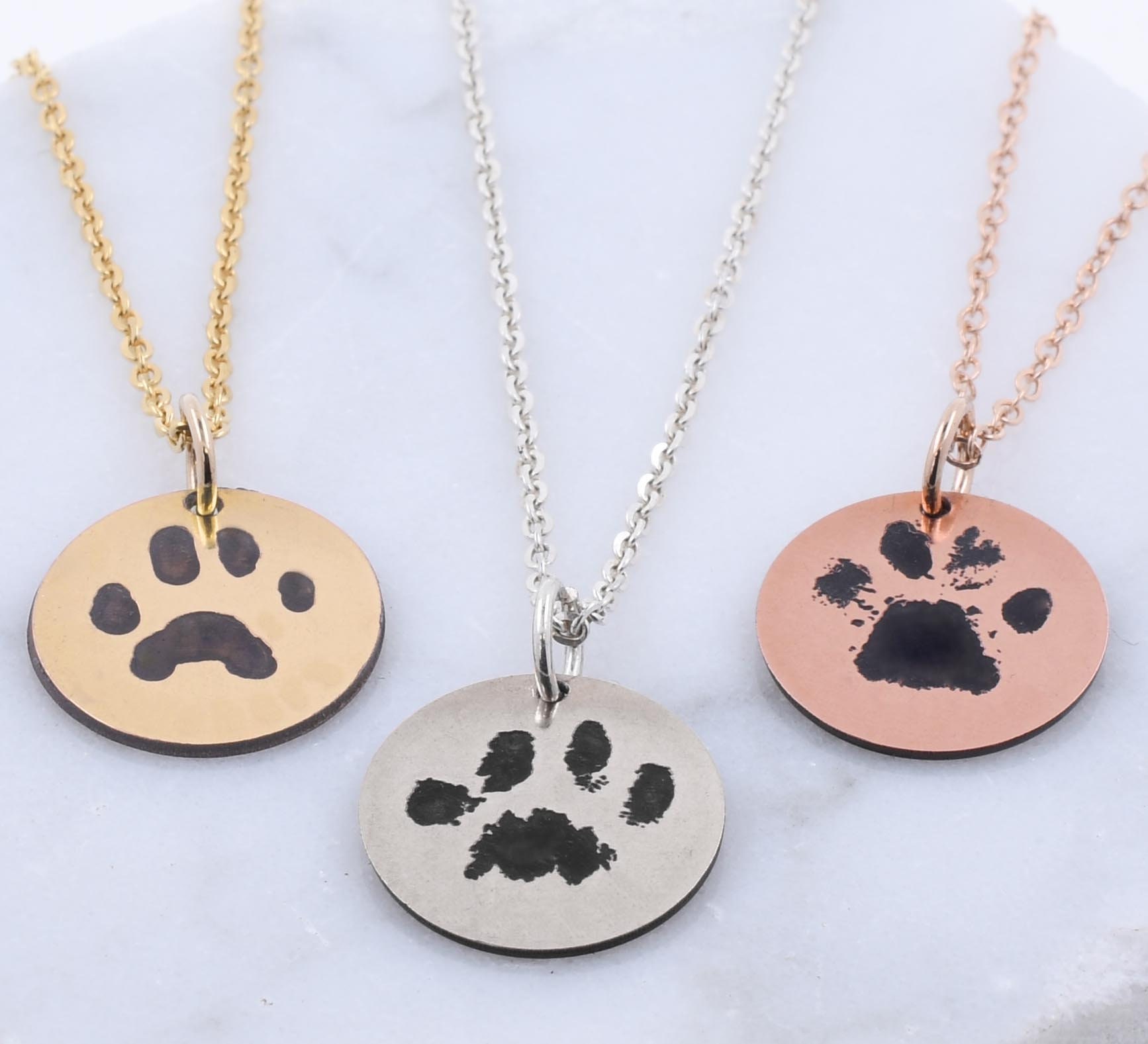 Paw print necklace with picture inside outlet