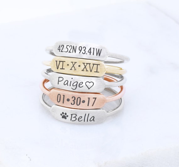 Buy Engraved Thumb Rings Coordinates Thumb Ring Roman Numeral Ring  Personalized Thumb Ring Rings for Women Name Rings Gold Ring R1 Online in  India - Etsy