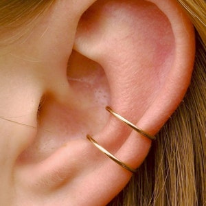 Double Wire • Ear Cuff • Two Line Ear Cuff • Ear Cuffs • Ear Wrap • Gold Ear Cuff • Minimalist Ear Cuff • Skinny Ear Cuff • Middle Fit•EC321