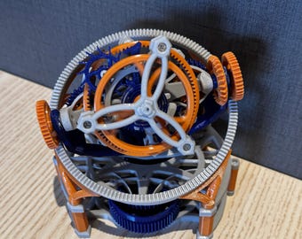 3D Printed Three-Axis Tourbillon Model, Mechanical Watch Movement Ornament, Gear Art, Desktop Stress Relief Toy, Educational Model
