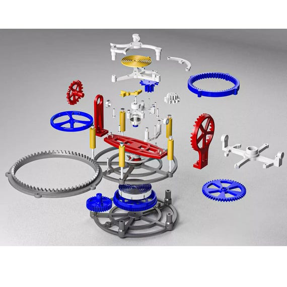 3D Printed Triple Axis Tourbillon Mechanical Art - Functional