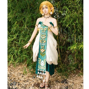 Zelfontwerp Zelda Tears of the Kingdom Silent Princess cosplay volledige set kostuumpak, handgemaakte Zelda Breath of the Wild Zonai-cosplayoutfit afbeelding 7