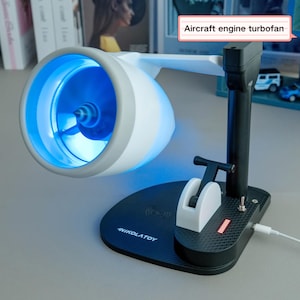 Egendesignad flygmotor turbofläkt Jetfläkt, Kreativ liten elektrisk fläkt med trådlös laddning, Kreativ skrivbordsprydnad, motormodell