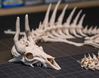3Dプリントされたドラゴンの骨格、可動ジョイント、ドラゴンの骨格水槽の装飾品、多色/サイズの関節式ドラゴン