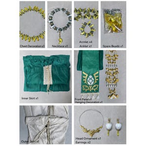 Zelfontwerp Zelda Tears of the Kingdom Silent Princess cosplay volledige set kostuumpak, handgemaakte Zelda Breath of the Wild Zonai-cosplayoutfit afbeelding 11