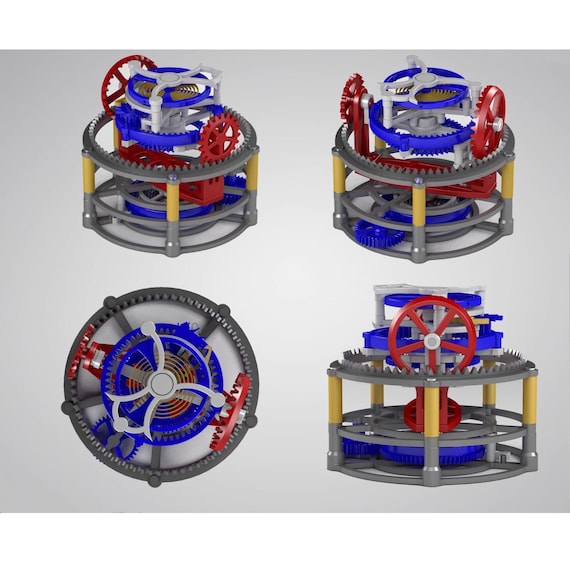 3D Printed Triple Axis Tourbillon Mechanical Art - Functional