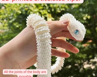 Articulated 3D Printed Flexible Snake Fidget Toy, Multiple color/size, 3D Printed Articulated Body Viper, Animal Model, Toy Snake for Kids
