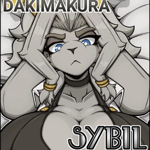 May include: Illustration of a character with grey fur, blue eyes, and a serious expression. The character wears a black collar and gold armbands. The text "DAKIMAKURA" is at the top, and "SYBIL" is at the bottom.