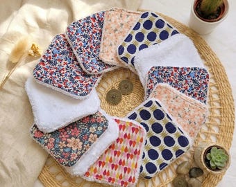 Lingettes démaquillantes réutilisables – Coton & éponge bambou, fait main en France - Idéal pour femme enfant et bébé - Dimension : 9x9cm