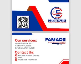 business detailed information and contact cards, details of services and products with QR Code.