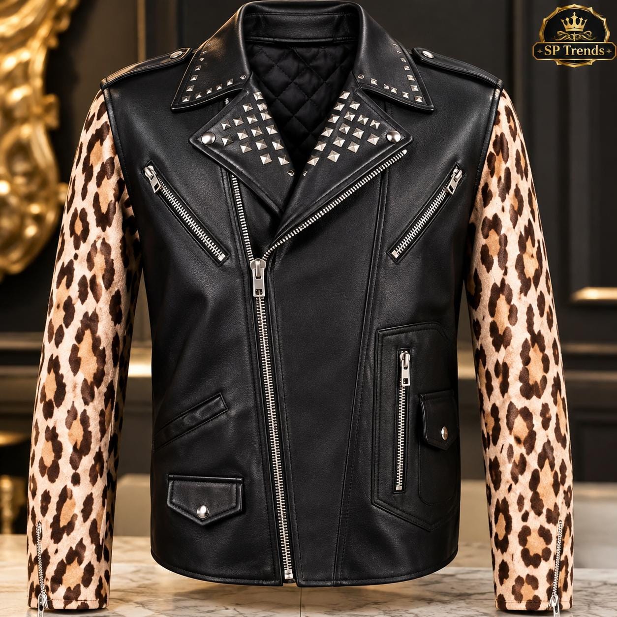Leopard Biker Jacket - Etsy
