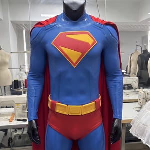 Superhero 2025 Costume Cosplay Costume With Cloak Red Blue Classic Premium Version