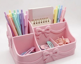 Organizador de escritorio Coquette STL / Almacenamiento de oficina imprimible en 3D para decoración moderna del hogar