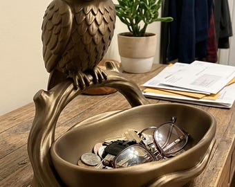 Owl Key Bowl, Rustic Entryway Catchall Tray, Decorative Organizer Dish (STL File)