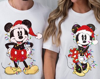 Minnie and Mickey Christmas Shirts for Family Shirt - Festive Disney Matching T-Shirts