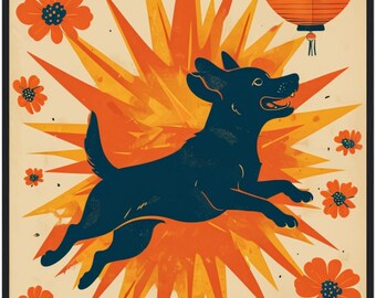 カスタムペットポートレート：イラスト入り犬ウォールアート（デジタルダウンロード）