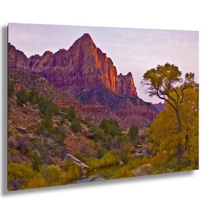 The Watchman Zion National Park Sunset Photo Utah Virgin River Landscape Wall Art Southwest Canyon Photography Bridge View Nature Print