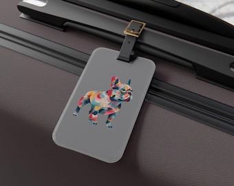 Franse bulldog-bagagelabel, stijlvol reisaccessoire voor hondenliefhebbers, uniek identiteitsbewijs huisdierontwerp, creatief cadeau voor reizigers