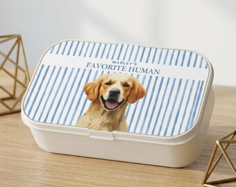 Lancheira infantil personalizada com foto do animal de estimação, lancheira listrada personalizada para cachorro, lancheira para gato, lancheira bento para volta às aulas com nome.