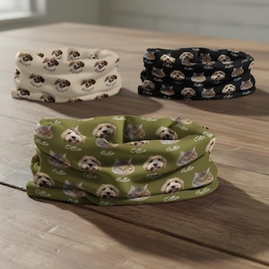 Spersonalizowany komin na szyję dla zwierząt, spersonalizowany komin na szyję, maska na twarz ze zdjęciem psa, spersonalizowany prezent dla właściciela zwierzaka, komin dla biegacza