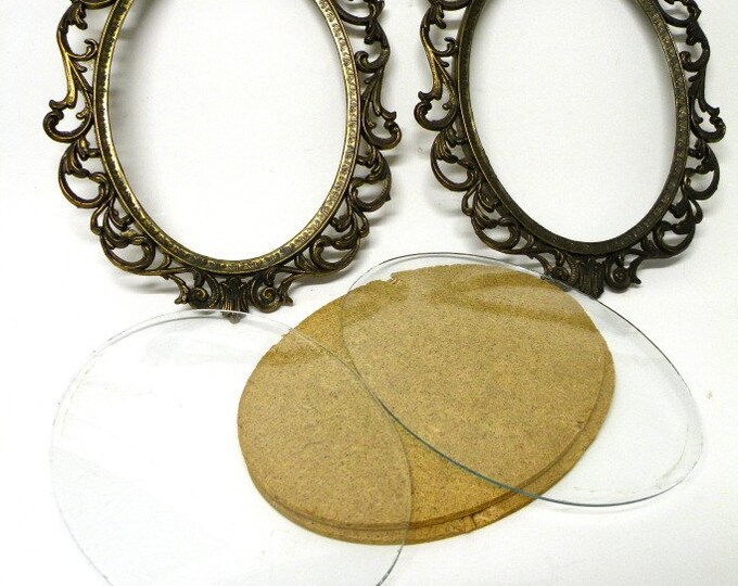 Vintage Metal Oval Picture Frame and Glass Etsy