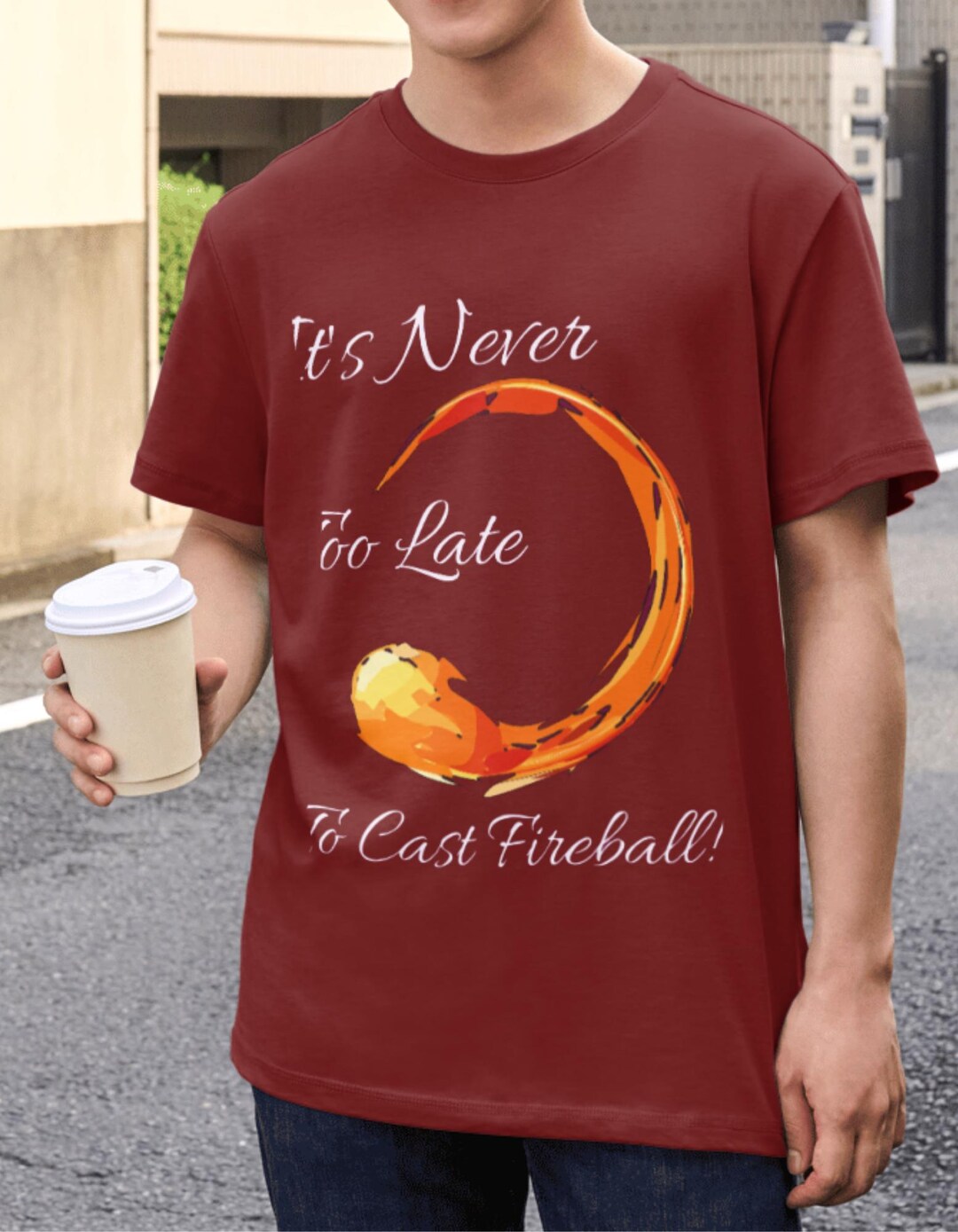 Fireball Merch Ringer It's Never Too Late Fireball Crew Shirt Gamer Gift Unisex T-shirt, D&D ...